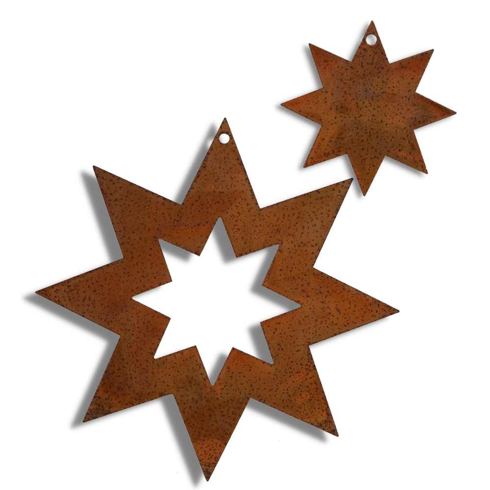 Edelrost Weihnachtsdeko Sterne zum Aufhängen | Rost Metall Gartenstecker Set