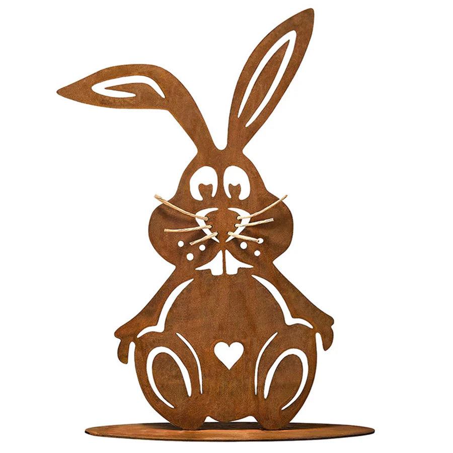 Osterdeko Metall Hase Schnurri | Edelrost Gartendeko für Ostern und Frühling