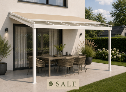 Schweng Terrassenüberdachung S400 mit Aufdachmarkise - 3,48 m x 3,60 m - inkl. Montage