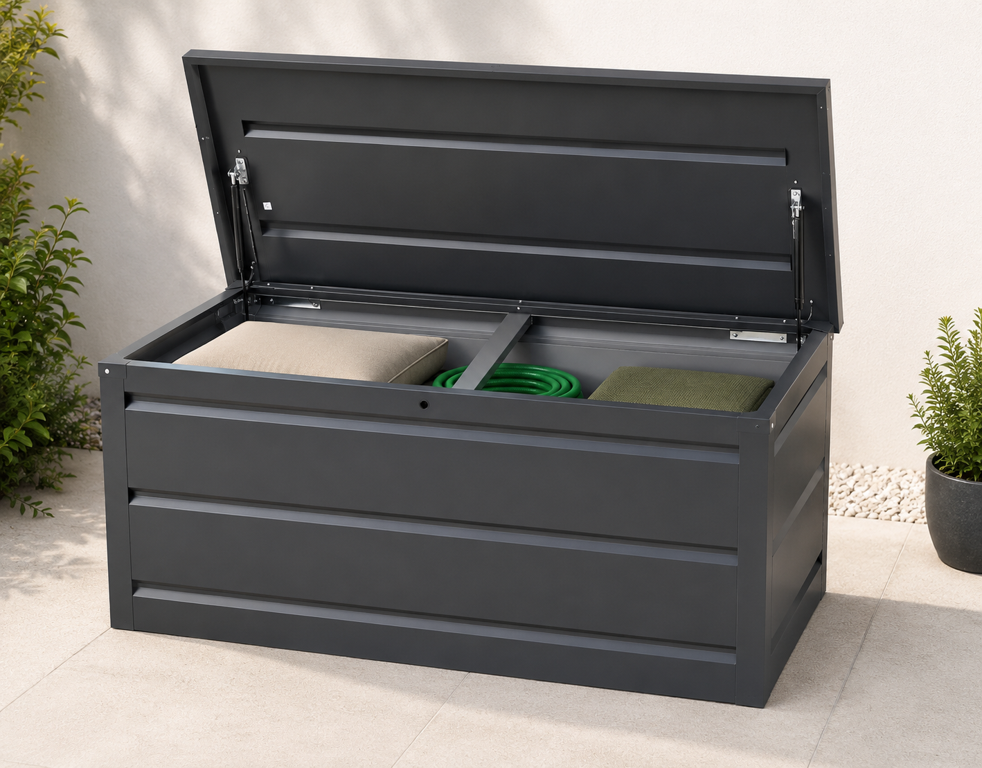 Garten-Aufbewahrungsbox Anthrazit 138 × 62 × 65 cm – Wetterfest & Robust