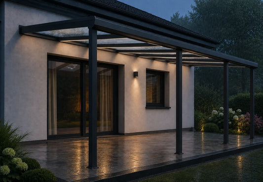 Terrassenüberdachung Glas, 7,06 m x 3,50 m - ohne Montage