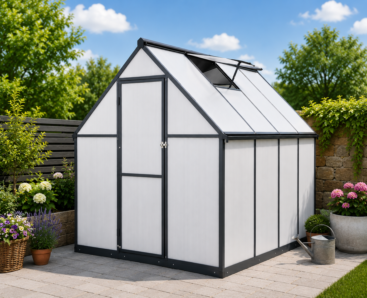 Gewächshaus 224 × 178 × 195 cm – Aluminium & Polycarbonat | Wetterfest & UV-beständig