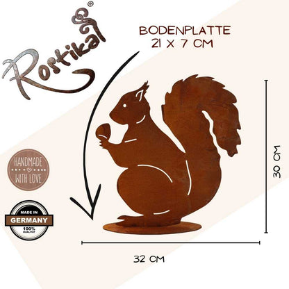 Großes Eichhörnchen in Edelrost für Herbstdeko aus Metall