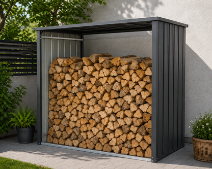 Kaminholzunterstand Anthrazit 151 × 90 × 160 cm – Wetterfest & Robust