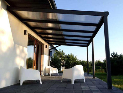 Terrassenüberdachung Polycarbonat, 5,06 m x 3,50 m - ohne Montage