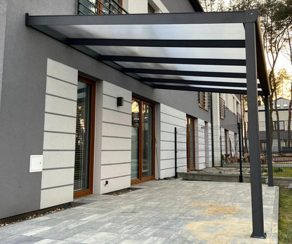 Terrassenüberdachung Polycarbonat, 4,06 m x 3,50 m