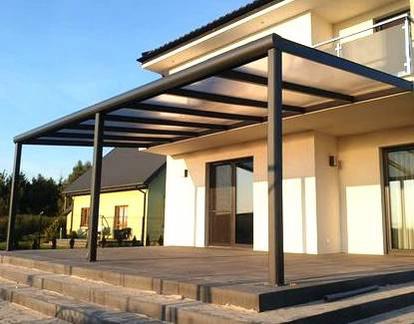Terrassenüberdachung Polycarbonat, 5,06 m x 3,50 m - ohne Montage
