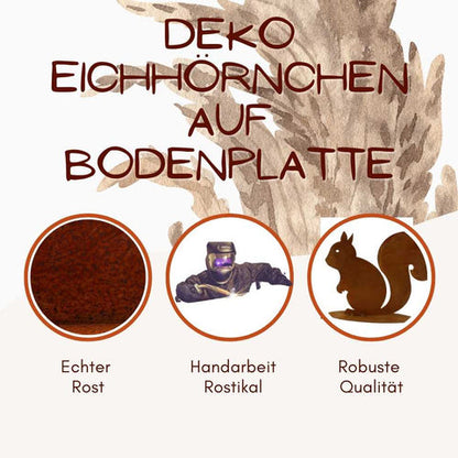 Großes Eichhörnchen in Edelrost für Herbstdeko aus Metall
