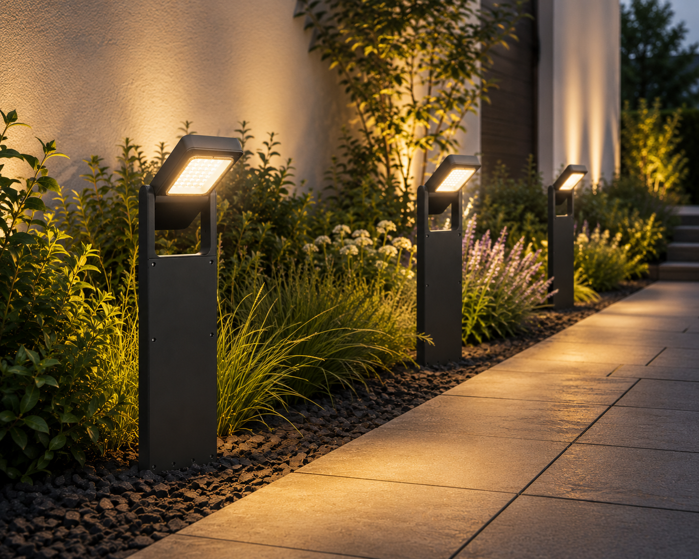 Solar-LED-Gartenleuchte, Wegleichte, verstellbar, 2er Set