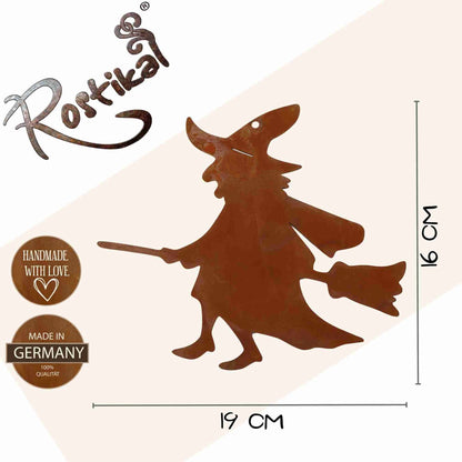 Rostige Metall Deko Hexe - Halloween Dekoration für Garten und Haus
