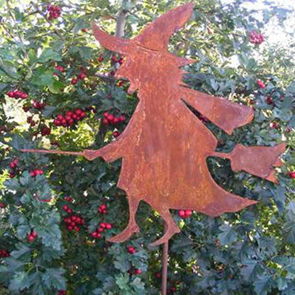 Rostige Metall Deko Hexe - Halloween Dekoration für Garten und Haus